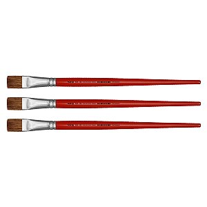 Kit 3 Pincel Chato Reto Pelo Orelha de Boi 181 Nº18 Tigre