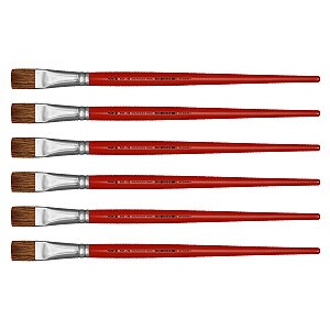 Kit 6 Pincel Chato Reto Pelo Orelha de Boi 181 Nº18 Tigre