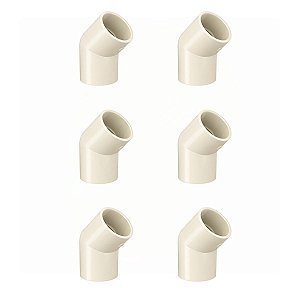 Kit 6 Joelho Cotovelo 45º Conexão Aquatherm CPVC 22mm Tigre