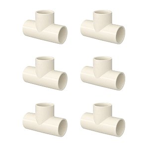Kit 6 Tê Tee Conexão Soldável 90º Aquatherm CPVC 22mm Tigre