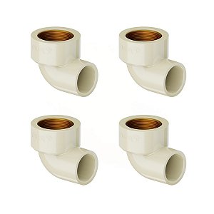 Kit 4 Joelho 90º Transição Aquatherm CPVC 22mm X 1/2'' Tigre