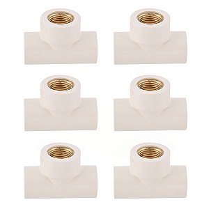 Kit 6 Tê Transição Fêmea 90º Aquatherm 22mm X 1/2'' Tigre