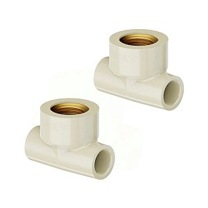Kit 2 Tê Transição Fêmea 90º Aquatherm 22mm X 3/4'' Tigre