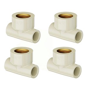 Kit 4 Tê Transição Fêmea 90º Aquatherm 22mm X 3/4'' Tigre