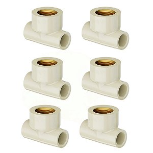 Kit 6 Tê Transição Fêmea 90º Aquatherm 22mm X 3/4'' Tigre