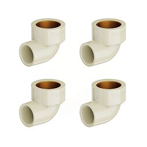Kit 4 Joelho 90º Transição Aquatherm CPVC 22mm X 3/4'' Tigre