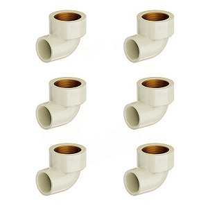 Kit 6 Joelho 90º Transição Aquatherm CPVC 22mm X 3/4'' Tigre