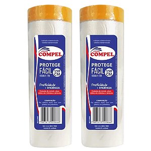 Kit 2 Plástico Filme Proteção Salva Pintura 150cmx17m Compel