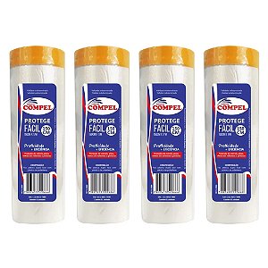 Kit 4 Plástico Filme Proteção Salva Pintura 150cmx17m Compel