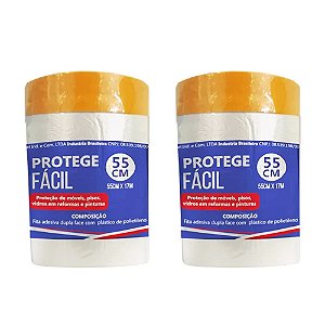 Kit 2 Plástico Filme Proteção Salva Pintura 55cmx17m Compel