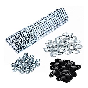 Kit 10 Haste Reta P/ Telha 5/16'' x 250mm C/ Porca Arruelas