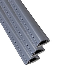 Kit 6mts Canaleta P/ Piso Chão Cabos 25x8 Cinza
