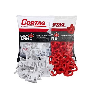 Kit 50 Espaçador 1mm + 50 Nivelador Porca Easy Spin Cortag