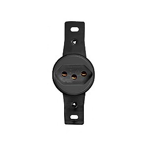 Tomada Redonda Embutir Sem Placa 20A 2P+T 250V Preto Ilumi