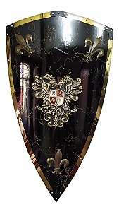 Escudo Medieval Cruzadas Templários Flor De Liz Em Metal