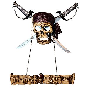 Caveira Piratas Do Caribe Espada Enfeite Resina Crânio