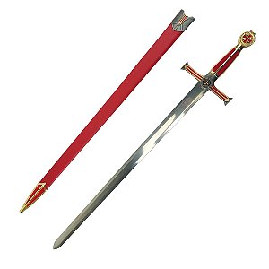 Espada Cruz De Malta Vermelha Medieval Templária Suporte