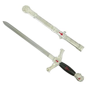 Espada Medieval Cruzadas Templária c/bainha Tam.Real Inox - Tenda Medieval