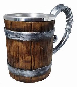 Caneca 3d Resina Vikings Estilo Barril Envelhecido Retro