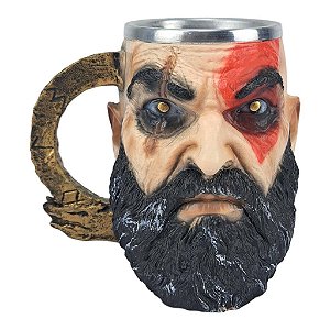 Caneca Decorativa 3d Kratos God Of War Resina Ragnarok