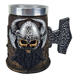 Caneca 3d Viking de Resina Grande 500 mL