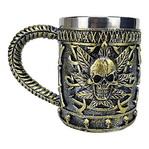 Caneca 3d Resina Flor Caveira 400 mL
