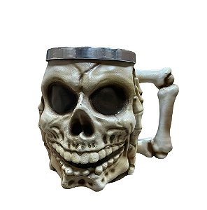 Caneca Caveira Surda 3D Colecionável Crânio Resina