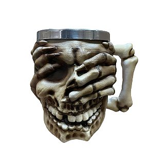 Caneca Caveira Cega 3D Colecionável Crânio Resina