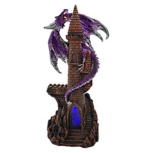 Dragão na Torre do Castelo - Estátua de Resina com LED