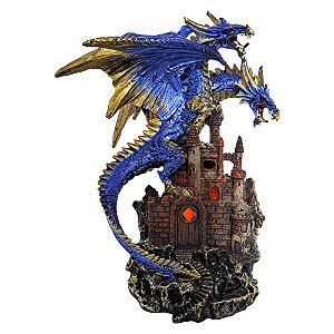 Dragão de 2 Cabeças no Castelo  Estátua de Resina com Led
