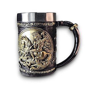 Caneca São Jorge Dragão Resina 3D