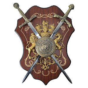 Escudo Brasão Medusa e Espadas Duplas Cruzada