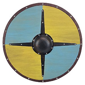 Escudo Viking Medieval Nórdico Amarelo e Azul