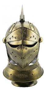 Enfeite Capacete Cavaleiro Medieval Dourado 47cm