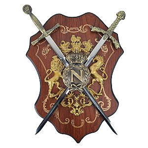 Escudo Brasão Coroa N Espada Dupla em X