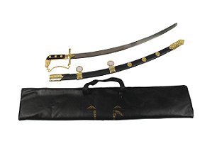 Sabre Militar Espada Cerimonial Decorativa Dourada com bolsa