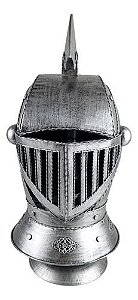Capacete Medieval Elmo Cavaleiro Prateado Decorativo