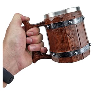 Caneca De Resina Estilo Barril Viking Chopp 400ML Medieval