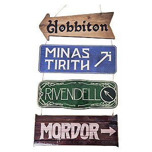 Placas De Sinalização Terra Média Senhor dos Anéis Em MDF