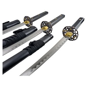 Conjunto De Katanas Samurai Decorativas 3 Peças Com Bainha