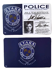 Cartão ID Jill Valentine S.T.A.R.S. Resident Evil Remake