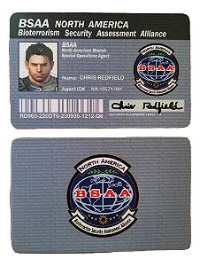 Cartão ID Chris Redfield B.S.A.A. Resident Evil HD Remaster