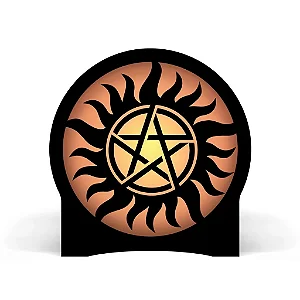 Luminária Em Mdf Circular Abajur Supernatural Portátil