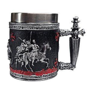 Caneca Cavaleiros Templários Copo Em Inox 400 Ml