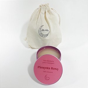 Vela Massagem Hidratante Pimenta Rosa 100ml - Artesanal - Vegan