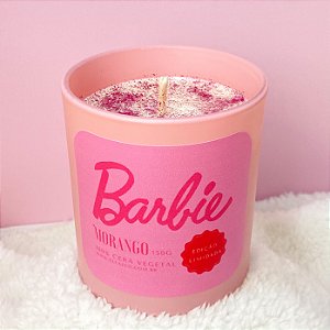 Vela Aromática Morango - Barbie - Cera vegetal - 150g