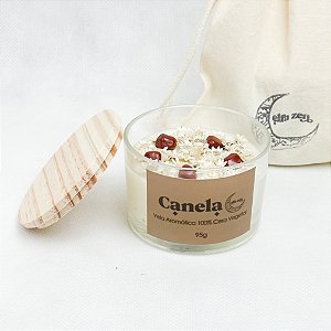 Vela Aromática Canela 95g - Jaspe vermelho - 100% Cera Vegetal - Vegana