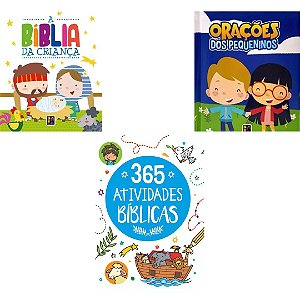 Kit Bíblia da Criança + Orações dos pequeninos + 365 atividades bíblicas