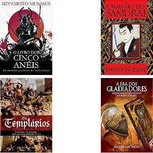Kit com 4 Livros: Cinco Anéis + Caminho do Samurai + Os Templários + Era dos Gladiadores