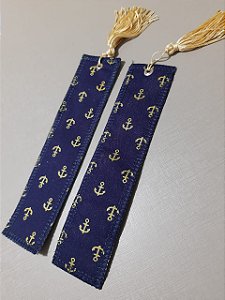 Marcador de Páginas de Tecido com Tassel Personalizado - Âncora (Azul Escuro)